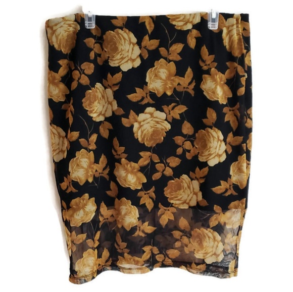 Zenobia plus size skirts floral 1x 2x black - Picture 2 of 4